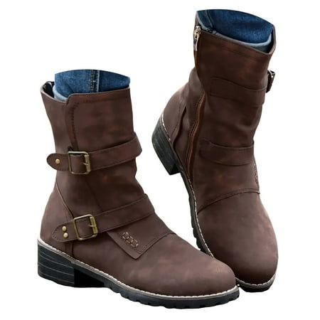 OJSFQUFP Womens Shoes Winter Warm Boots Ladies Ankle Boots Heel for Wedding Party Dress High Fasion Sexy Heel Sandal Comfortable Fall Shoes Womens Waterproof Boots Coffee 37
