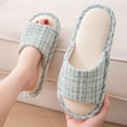 thumbnail image 7 of Xfvqtps Mens Womens Linen House Slippers Open Toe Slide Shoes Non Slip Indoor Casual Flat Comfy Couple Home Shoes, 7 of 7