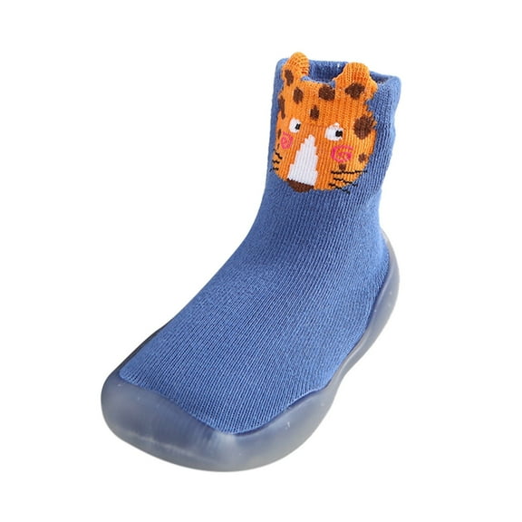 Otqutp Children House Shoes Kids Toddler Baby Boys Girls Solid Warm Knit Soft Sole Rubber Shoes Socks Slipper Stocking House Shoes Bedroom Slipper(Blue,12-18 Months)
