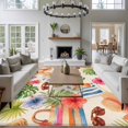 thumbnail image 4 of Tropical Leaves Area Rug 5x7 Washable Rug Non Slip Summer Vintage Coastal Flowers Coconut Fruits Large Area Rug Soft Stainresistant Indoor Floor Carpet for Living Room Bedroom Home Office Dining Room, 4 of 9