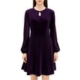 thumbnail image 3 of STETMN Women's Velvet Dress Elegant Long Sleeve Dresses Keyhole Evening Party Dresses, 3 of 6