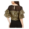 thumbnail image 2 of Kendall + Kylie Women's Metallic Ruffled Sleeves Blouse Black/Gold Size Medium, 2 of 2