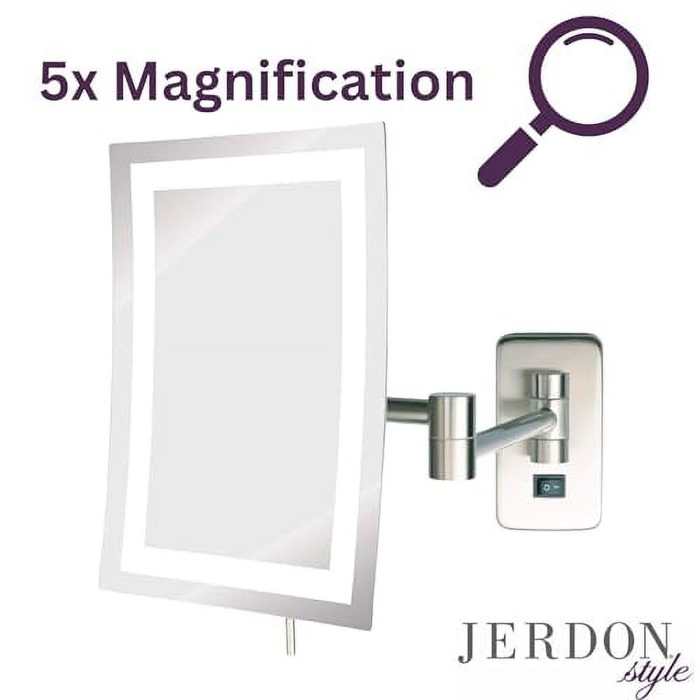 Jerdon JRT710CLD Make-up Spiegel – 6,5 X 9 Zoll, Wandmontiert, Verchromt, Beleuchtet