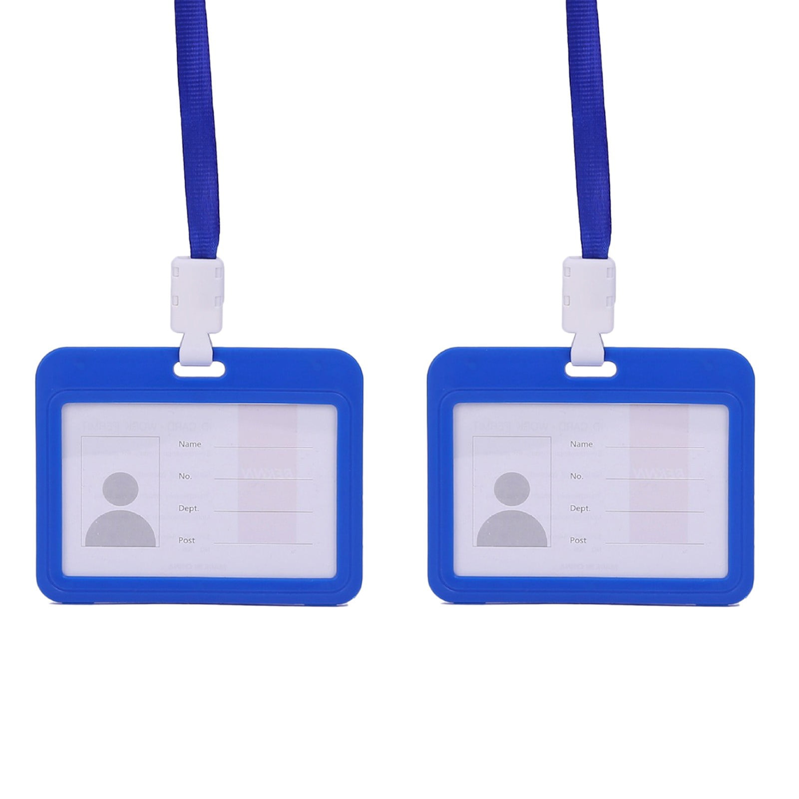 Clear Blue Soft /Transparent Hard ID Card Badge Holder With Neck Strap 