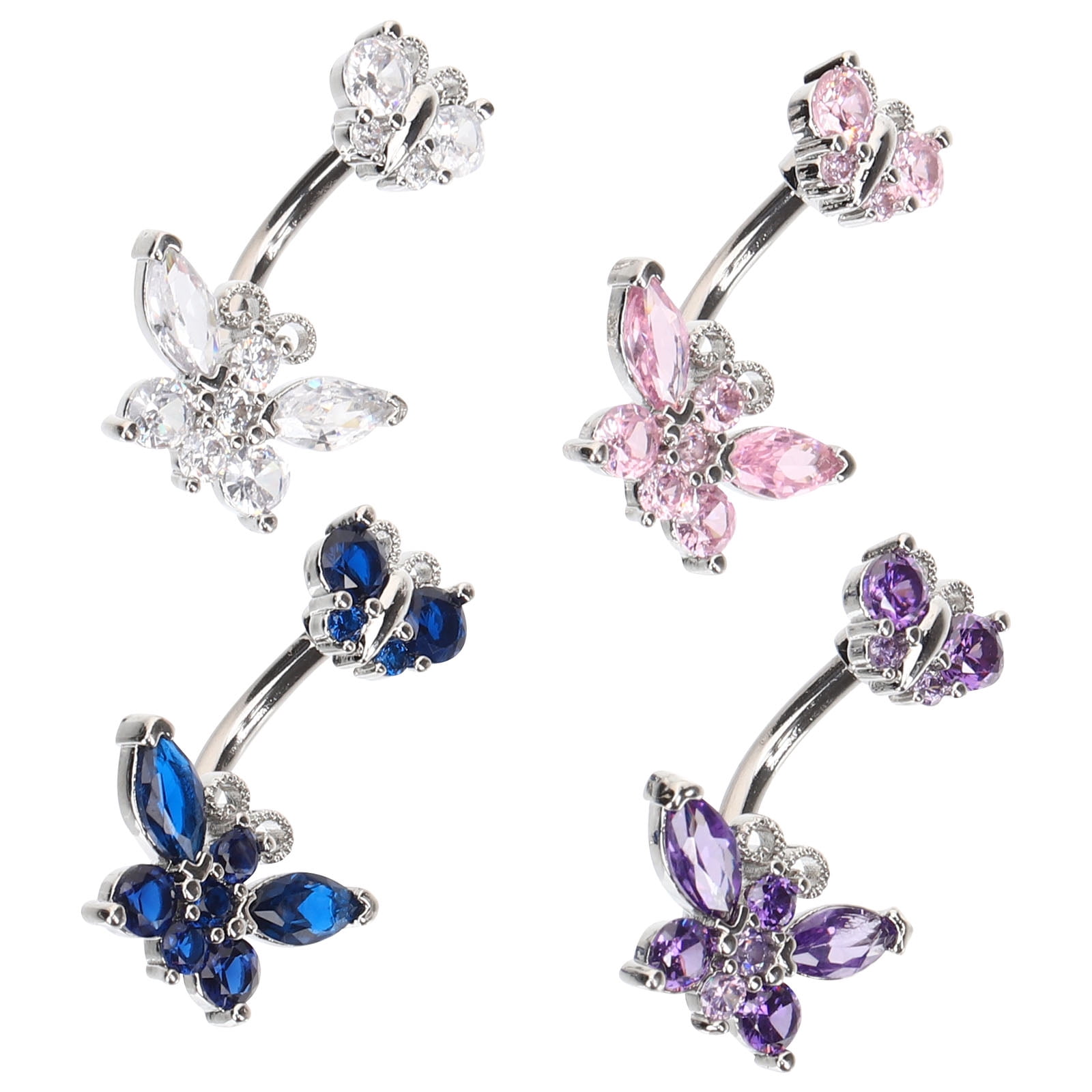 4Pcs Belly Button Rings Navel Belly Rings Metal Piercing Barbell Body