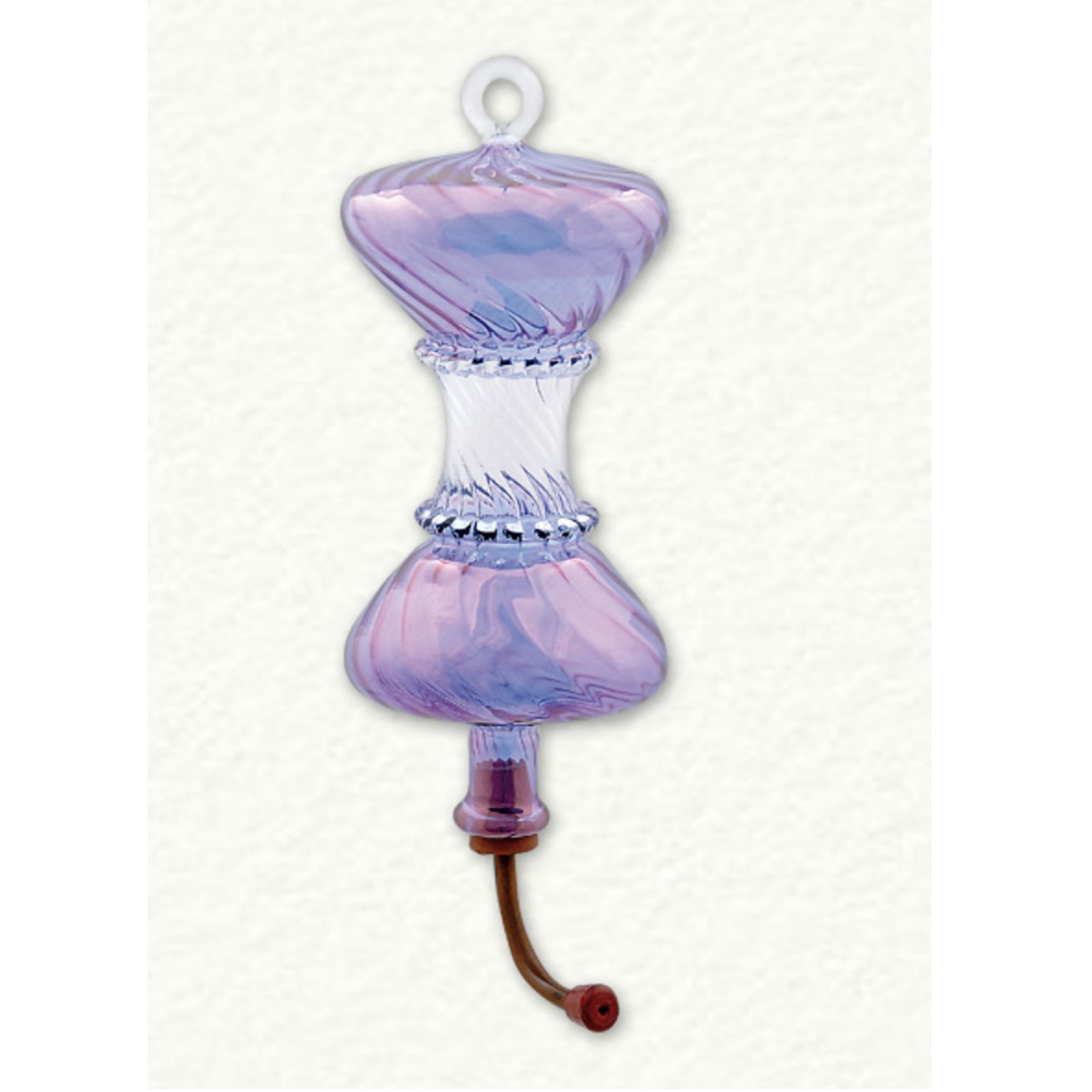 Blue Swirl Egyptian Glass Hanging Hummingbird Feeder Humming Bird Made