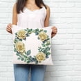 thumbnail image 3 of Throw Pillow Covers 16x16 Inch, Yellow Flower Decorative Pillow Cases for Couch Sofa Bed, Watercolor Rose Spring Plant Leaf Painting Cotton Linen Square Home Decor Pillowcases with Hidden Zipper, 3 of 7