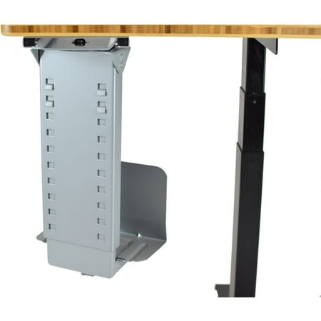 UPC: 0712038309894 | CPU1 under desk steel cpu holder swivels 360 adjustable height width metal computer PC cage ergonomic sit stand up standing desk accessory tower mount desktop office organization de clutter desks gray