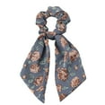 thumbnail image 3 of Vintage Flower Hair Scrunchies Print Scarf Satin Ribbon Hair Tie, 3 of 7