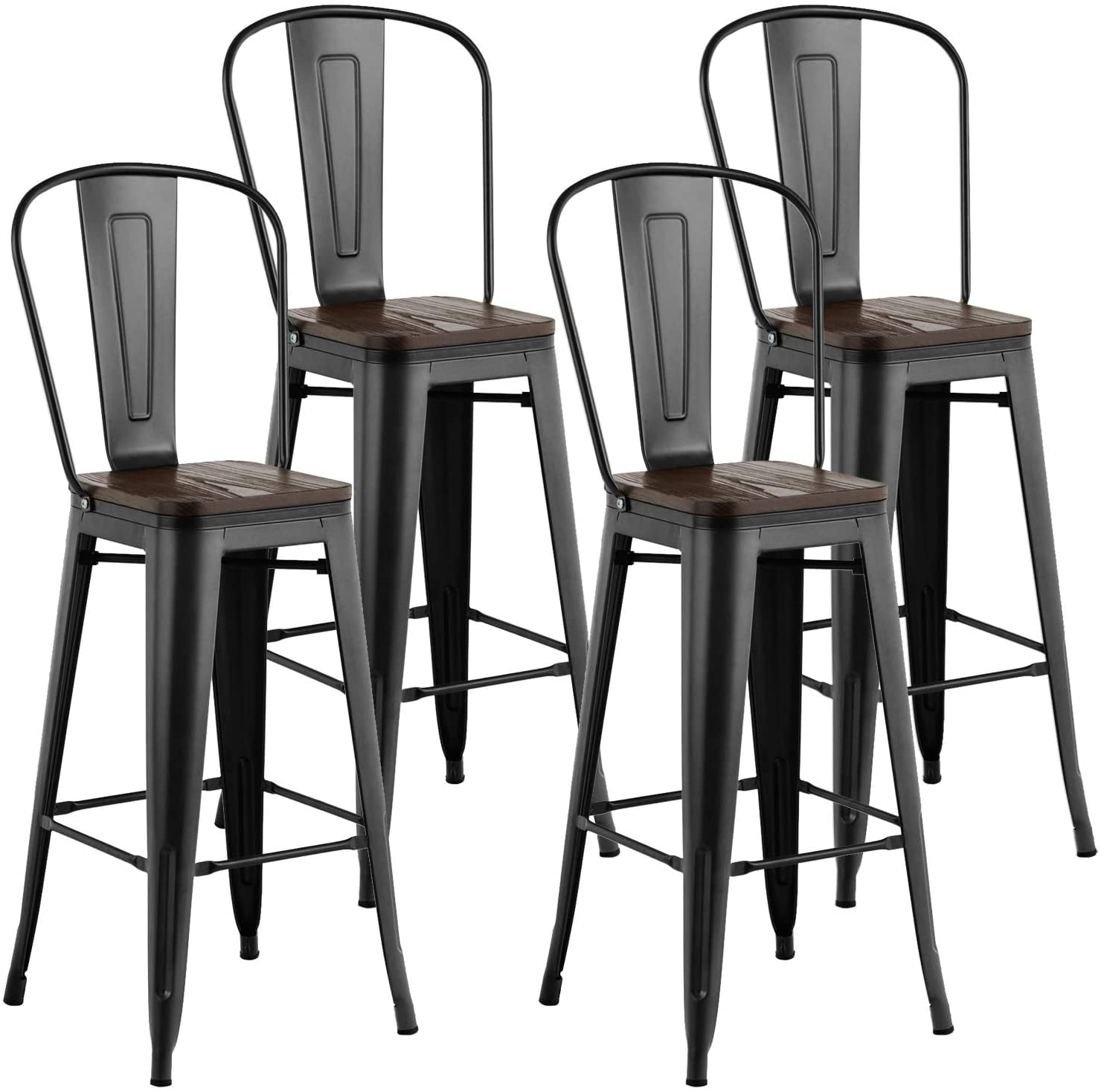 Mecor Metal Bar Stools Set of 4 w Removable Backrest 30 Dining