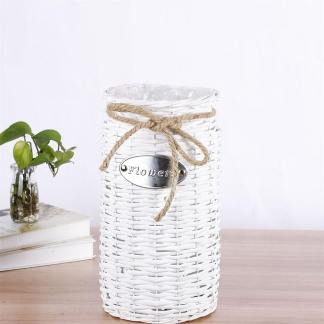 Wicker Woven Storage Basket Flower Plants Straw Pots Home Decor