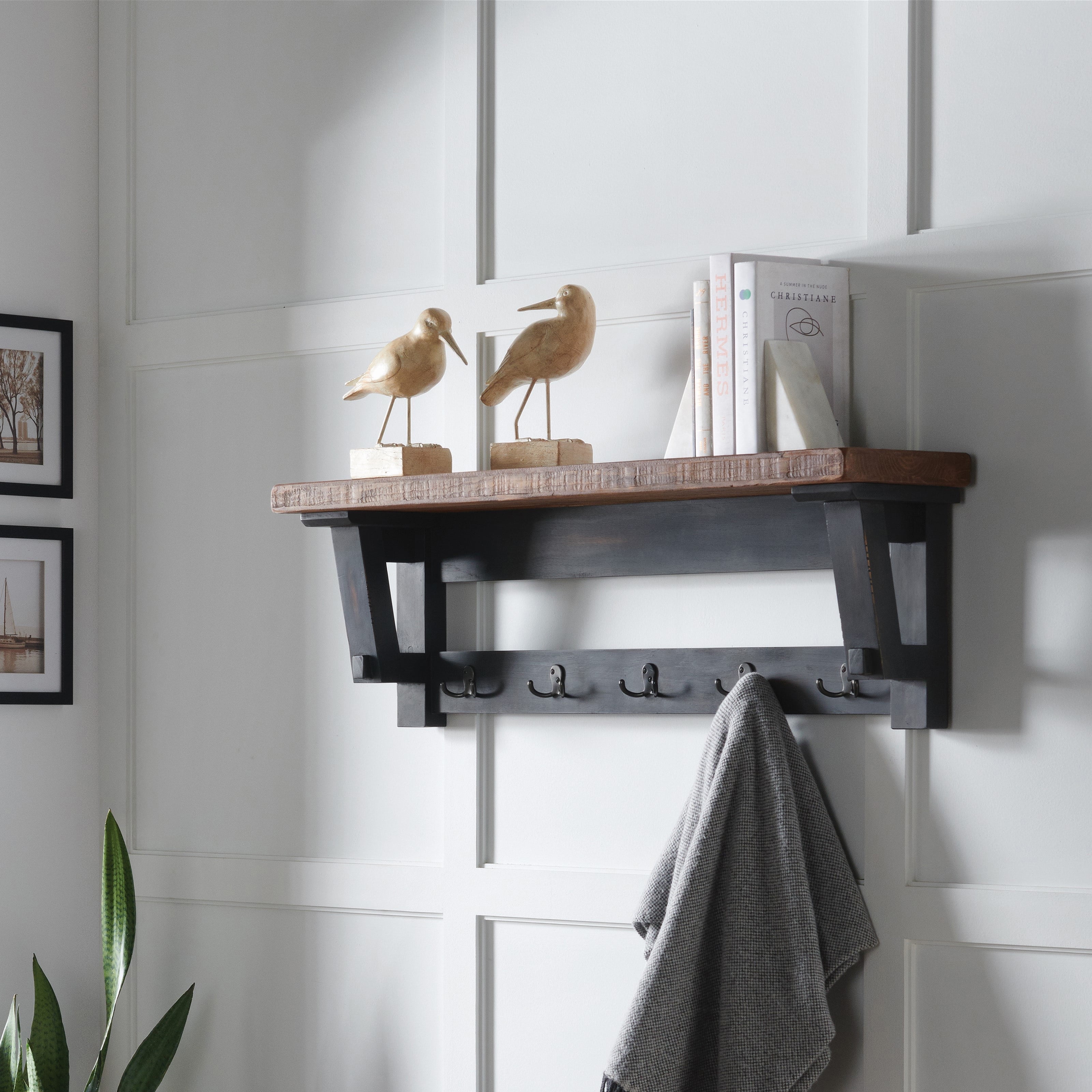 Alaterre Bolton Furniture Adam 42"L Wood Coat Hook with Shelf