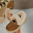 thumbnail image 4 of Yellow Ladies Thick Sole Winter Boots With Metal Chain Embellishments And Soft Furry Cuff For Comfortable Flat Heel Outdoor Use, 4 of 7