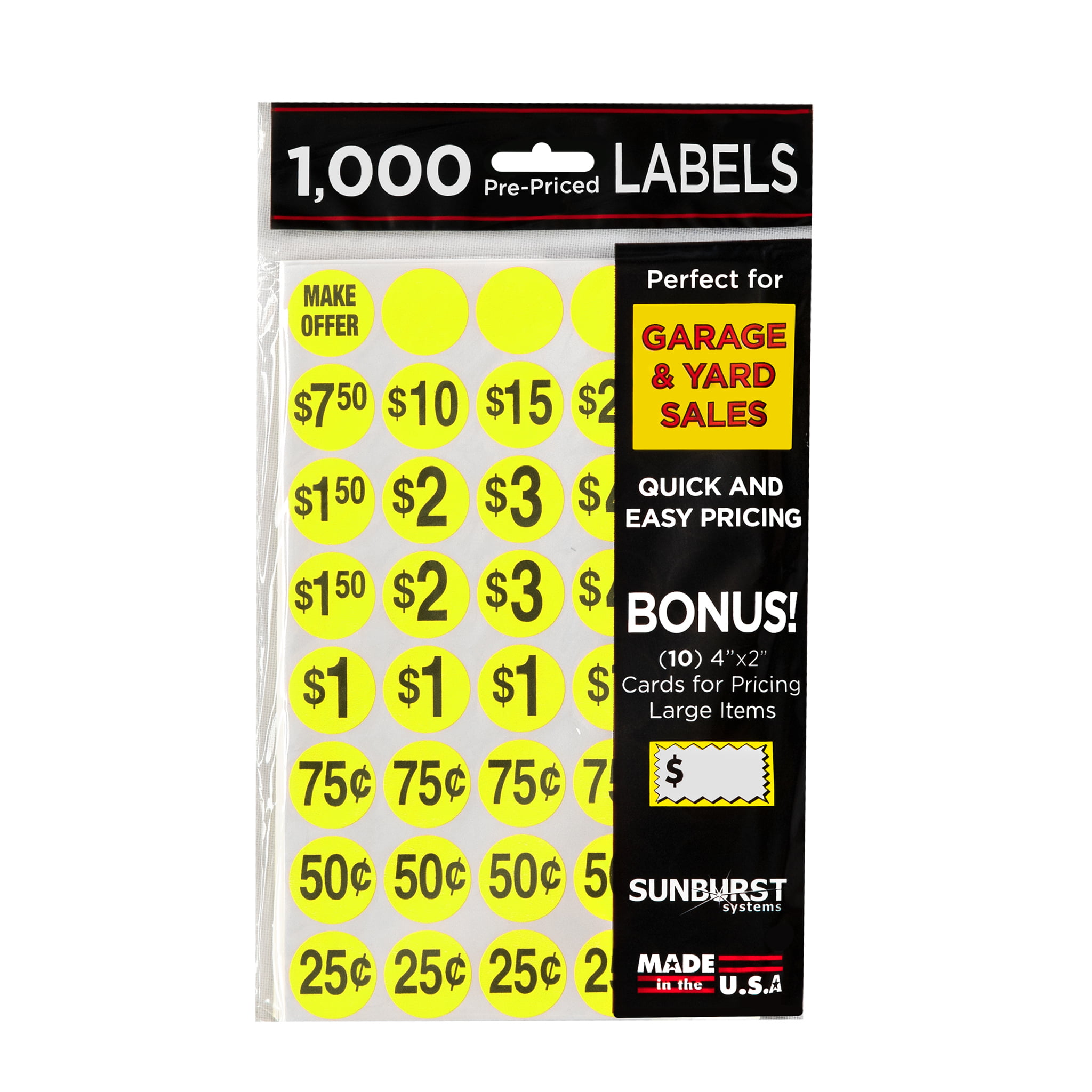 GARAGE SALE LABELS Yard Rummage Sales Neon 420 Labels/Pack 