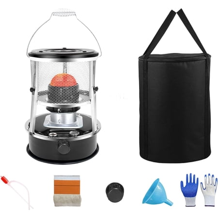 Portable Kerosene Heater for Indoor Use & Camping 6-Wick Stainless Steel Non-Electric Heater with Adjustable Height & Handle &ndash; for Heating Cooking Boiling Water (Black)
