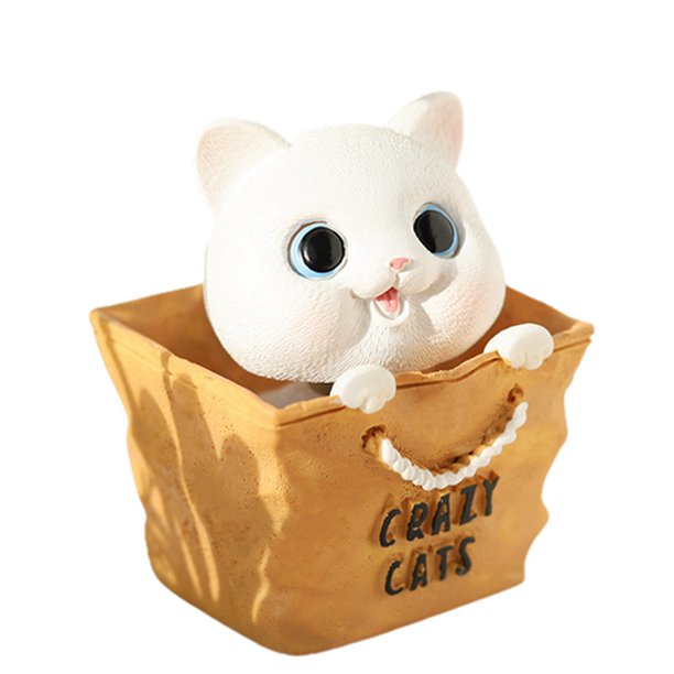 Adornos de gato loco de dibujos animados, figura de gato con cabeza temblorosa, estatua de juguete, cabeza de Bobble, decoración de juguete para mascotas XBTCLXEBCO Linda cabeza sacudida en forma de gatito