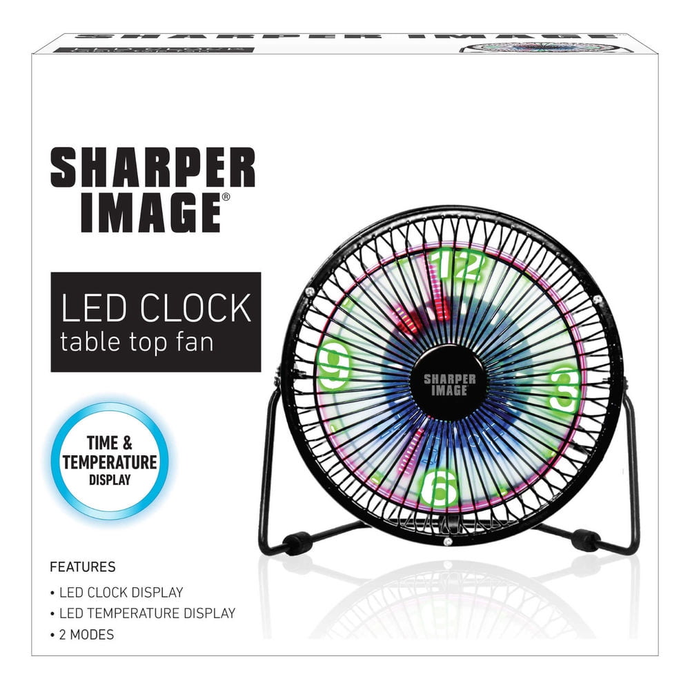 Sharper Image Led Clock Table Top Fan Usb Walmart Com
