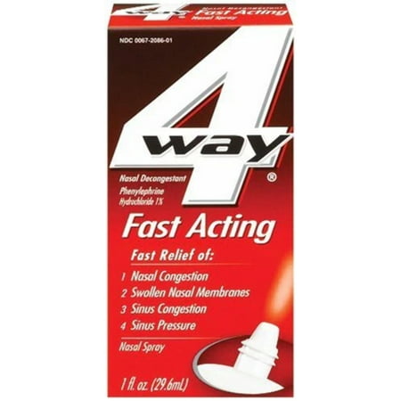 4 Way Nasal Decongestant Nasal Spray, Fast Acting, 1 Fl Oz (Pack of 3)