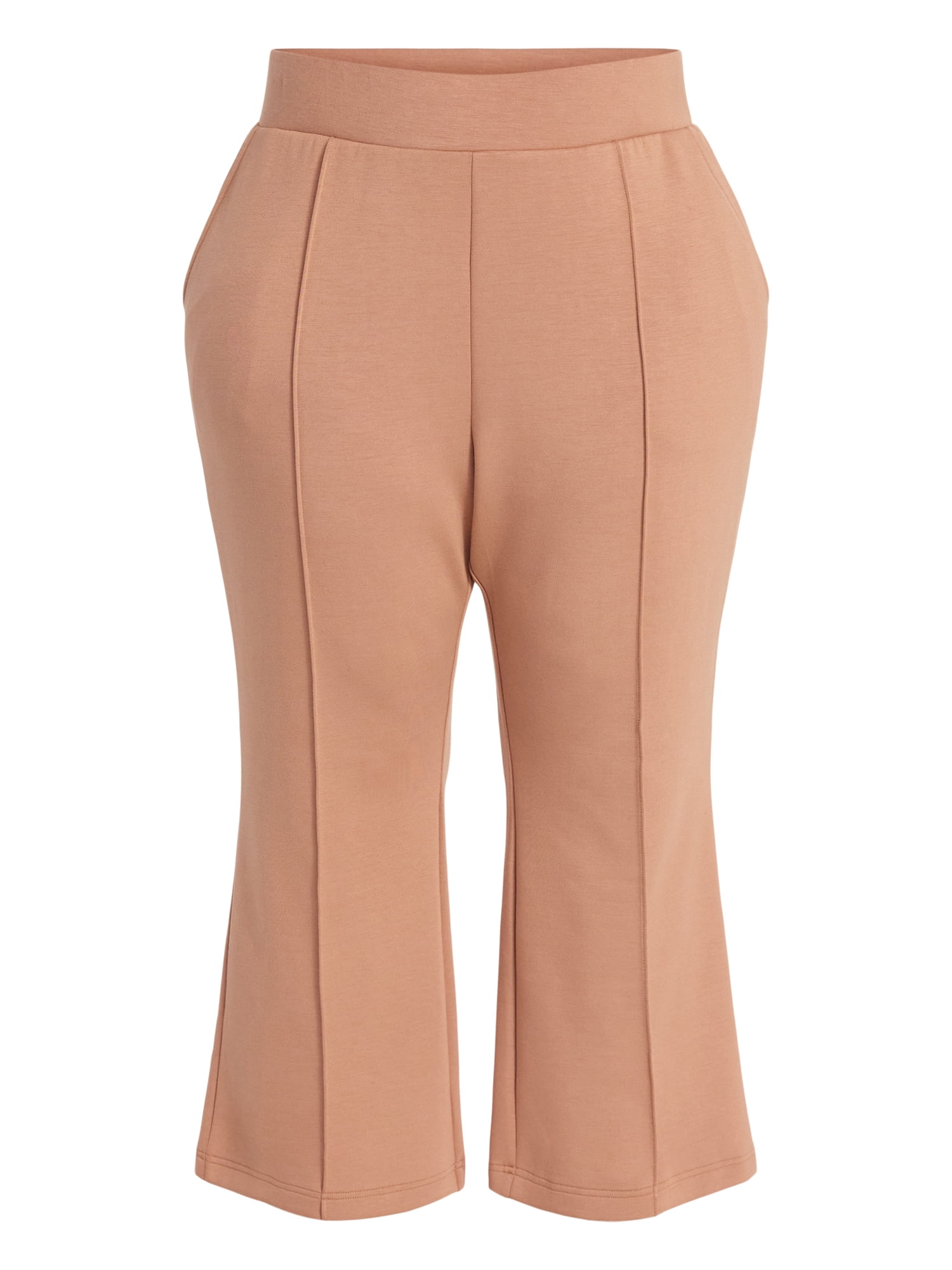 Terra & Sky Women's Plus Size Scuba Knit Kick Flare Pants, Sizes 0X-5X