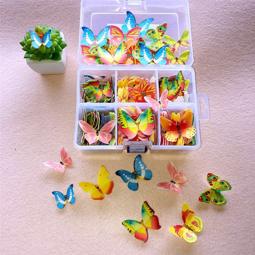 Mixed Edible Flowers Butterfly Wafer Rice Paper Cake Toppers Decorating ToCG