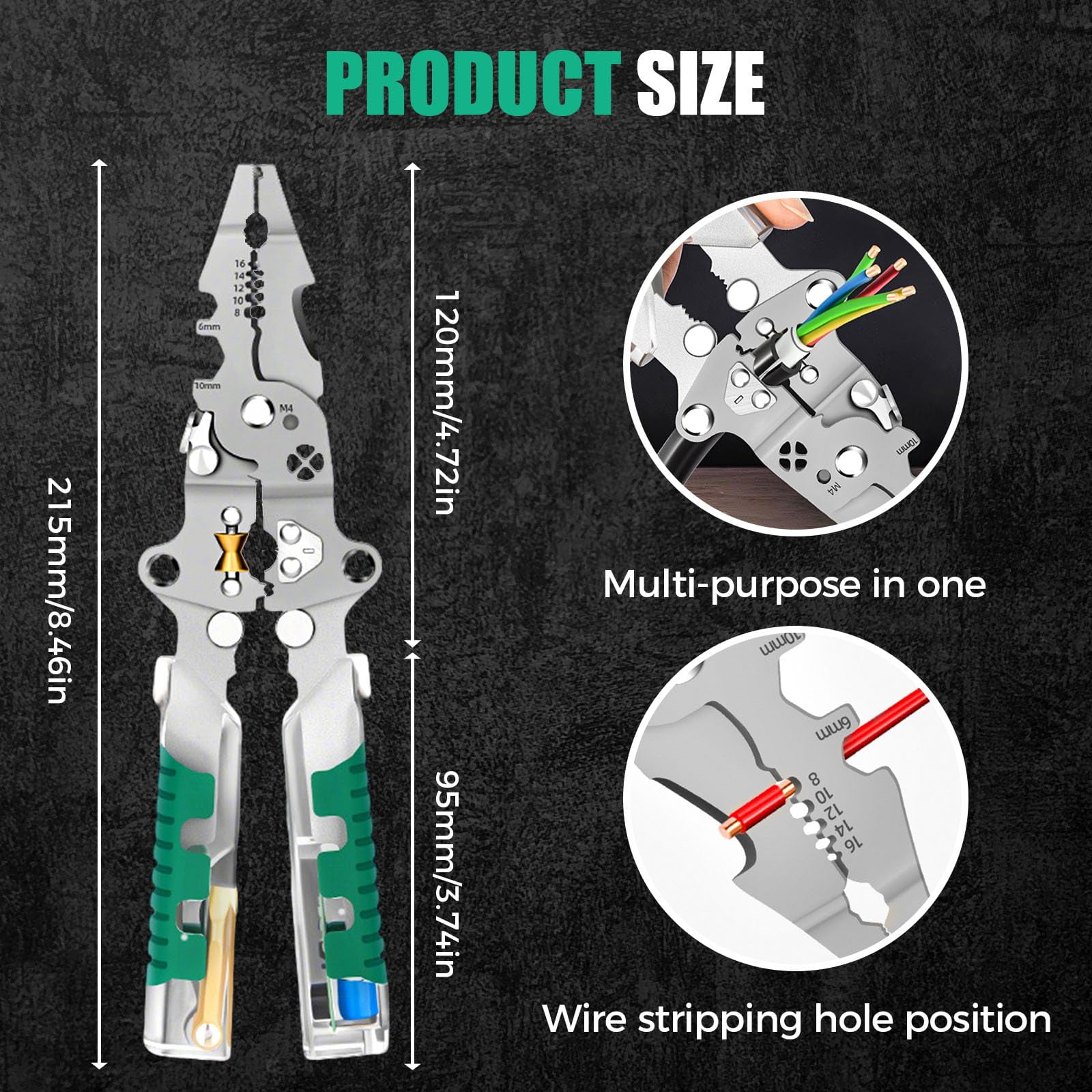 23-in-1 Foldable Electrical Pliers with Wire Stripper & Voltage Tester, Multifunction Wire Cutters for HVAC and Car Repair
