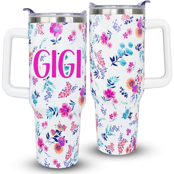 GIGI Gifts from Grandkids - GIGI Tumbler, GIGI Mug, GIGIs Cup - GIGI Coffee Mugs - Great Presents for Nanna, Nanny from Granddaughter for Birthday, Mothers Day -40 oz tumbler with handle Straw Lid