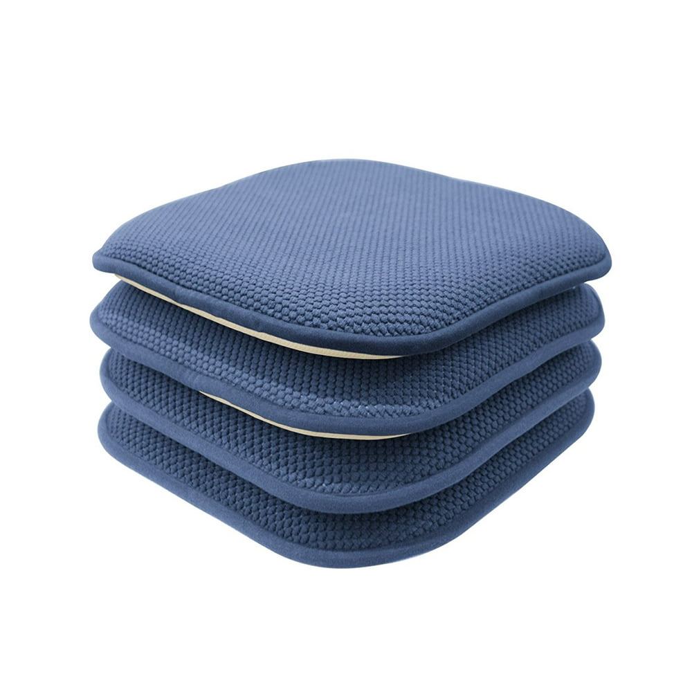 4 Pack Premium Memory Foam Non Slip Chair Cushions, Light Blue