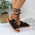 thumbnail image 4 of Quaouag Women's Lace Up Open Toe Strappy Sandals, Ankle Wrap Flat Dressy Tie Up Summer Footwear, 4 of 7
