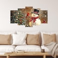 thumbnail image 2 of ZHONGYUTONG 5 Piece Christmas Wall Art Large Snowman Pictures Canvas Prints Winter Snowy Xmas Living Room Home Wall Decor Framed (12x16inx2pcs 12x24inx2pcs 12x32inx1pcs), 2 of 4