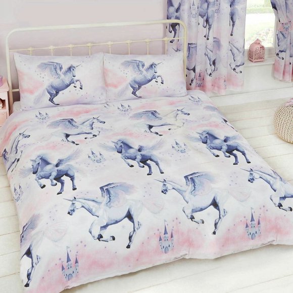 Stardust Unicorn Pink & Lilac Purple Bedding Full Duvet Cover / Comforter Cover