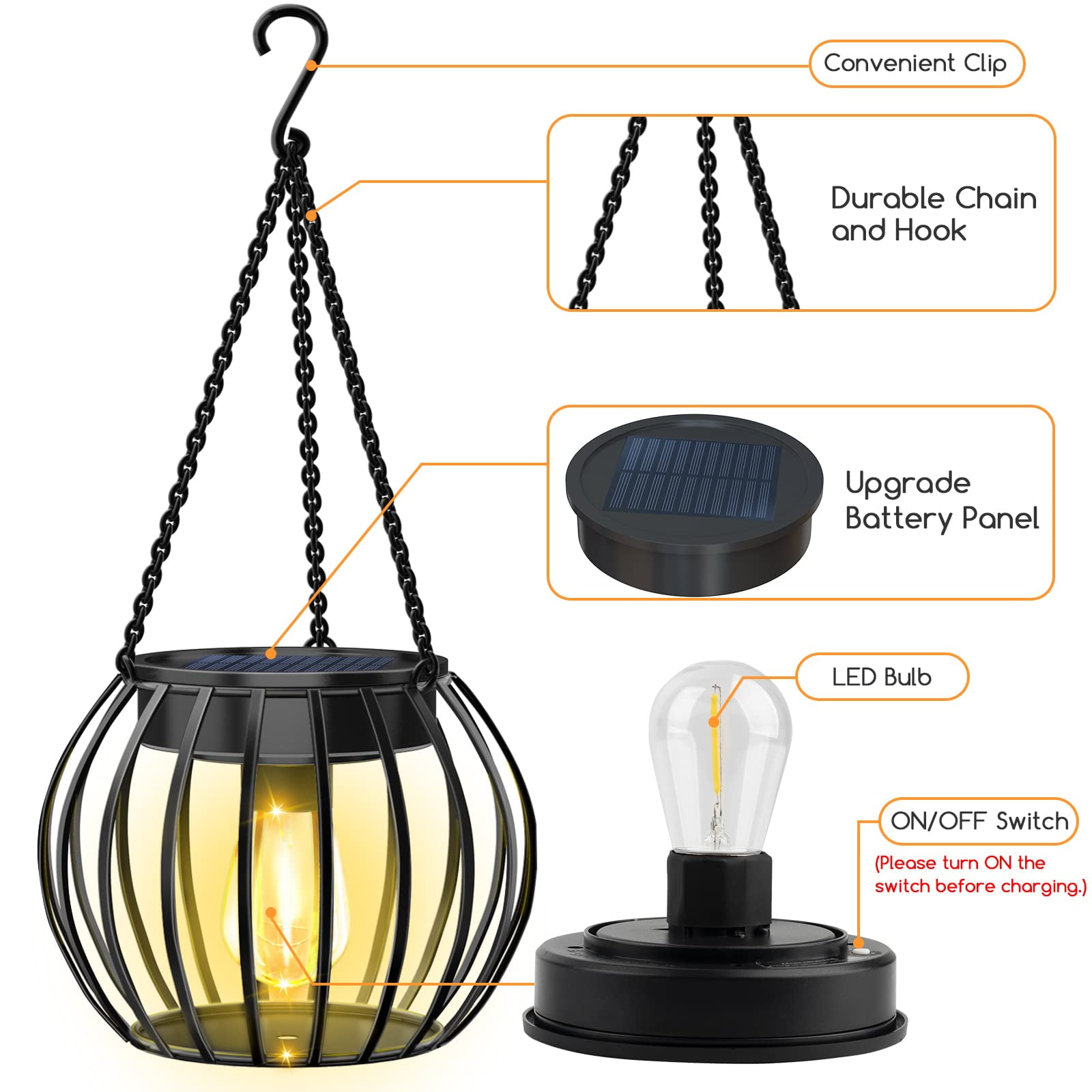 COCOBELA 2Pack Solar Outdoor Lights Upgraded Hanging Solar Lantern Metal Solar Lights Outdoor Waterproof Lanterns Decorative Outdoor Lights Solar Powered Tree Lantern for Garden Yard Patio Pathway