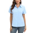 thumbnail image 5 of Womens Short Sleeve Button Down Shirts Official Collar Blouse Basic Simple Dress Shirt, S-5XL, 5 of 7