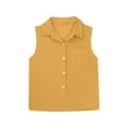 thumbnail image 5 of Jalioing Kids Girls Button Down Tank Shirts Collared Sleeveless Summer Shirts Loose Cotton Linen Blouses, 5 of 7