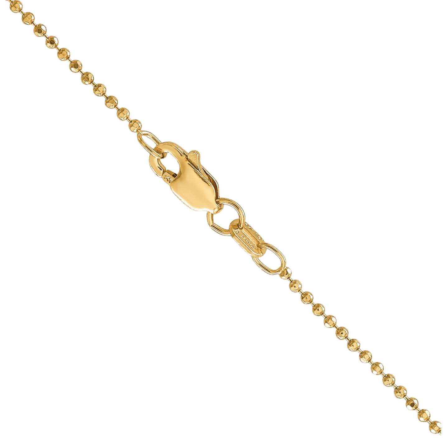 14K Solid Yellow Gold 1.2mm Beaded Ball Chain Necklace