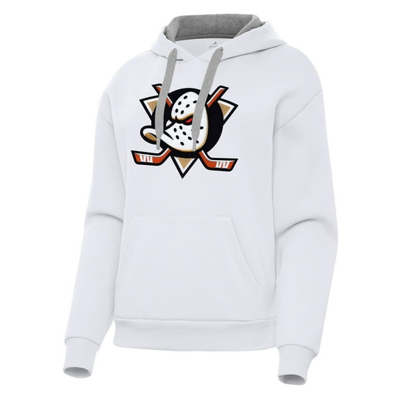 Women's Antigua White Anaheim Ducks Victory Pullover Hoodie
