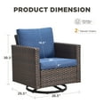 thumbnail image 7 of Unnifurnzi Patio Swivel Chairs-360 Degree Outdoor Swivel Glider Chair Set of 2 with High Back and Thickened Cushions for Deck Porch Garden Backyard-Brown/Blue, 7 of 7