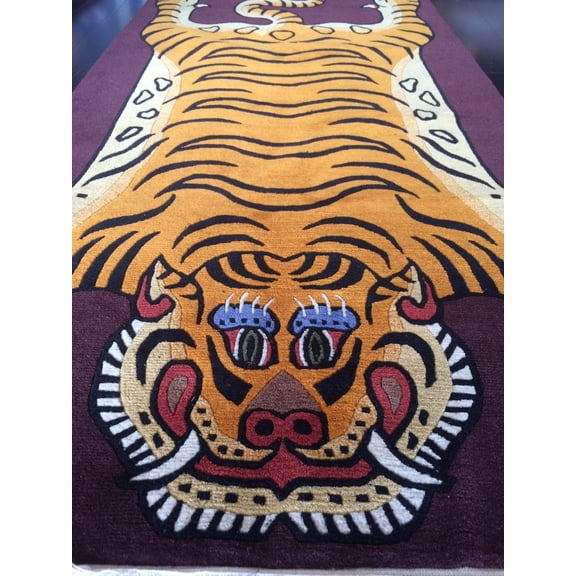 100 knot wool Tiger Rug carpet from Nepal 3x6