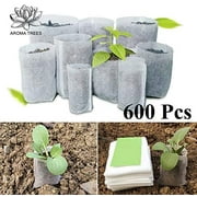 AROMA TREES 600 Biodegradable Non-Woven Nursery Bags Plant Grow Bags Fabric Seedling Pots Plants Pouch Home Garden Supply (6 Size), 600Pcs