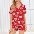 thumbnail image 2 of Tnhcen Women's Valentine Print Button Front Flip Collar Short Sleeve Short Pants Pajama Set Milk Silk 95% Polyester 5% Spandex Sleepwear S-2XL, 2 of 8