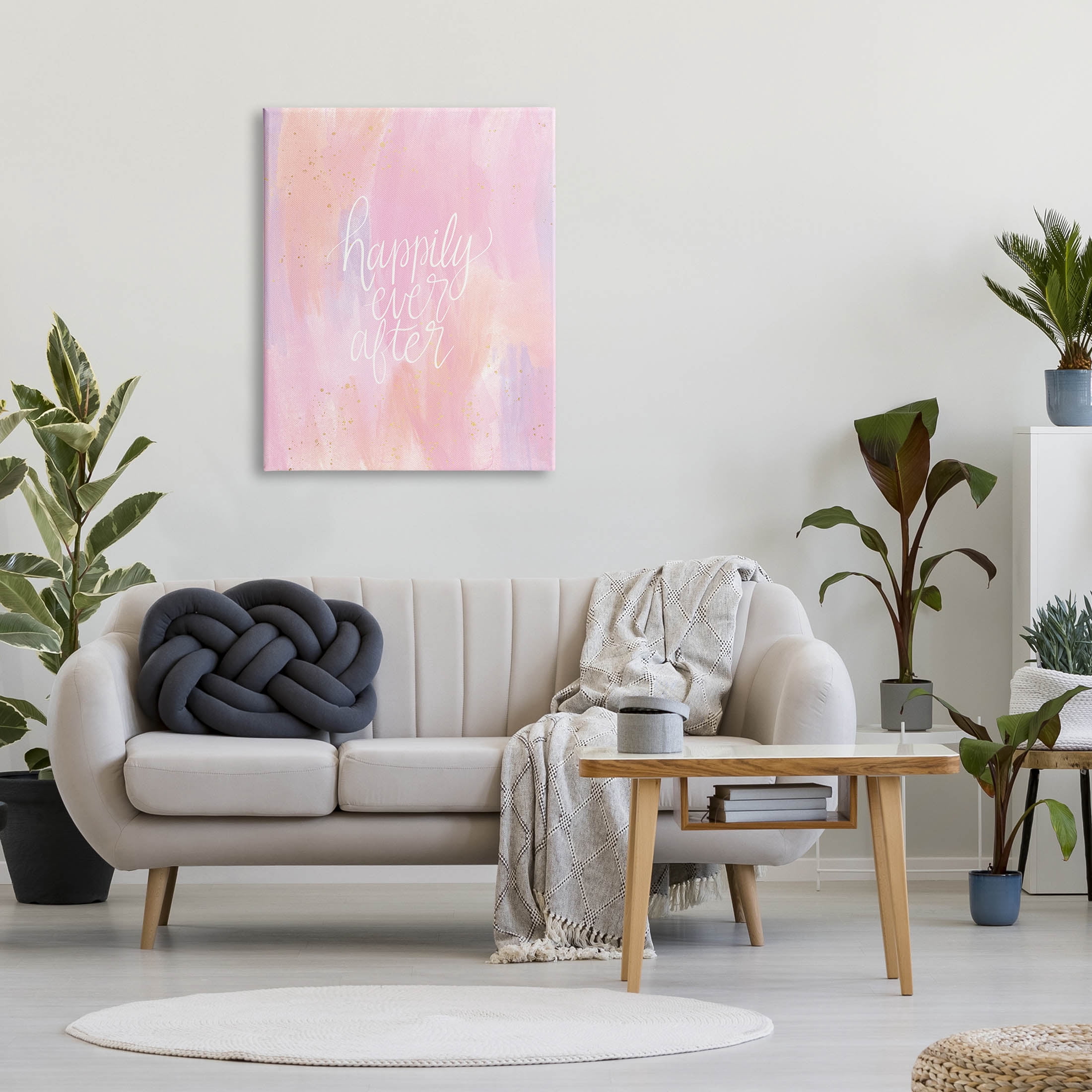 Happily Ever After Pastel Romance Inspirational Graphic Art Gallery Wrapped Canvas Print Wall Art