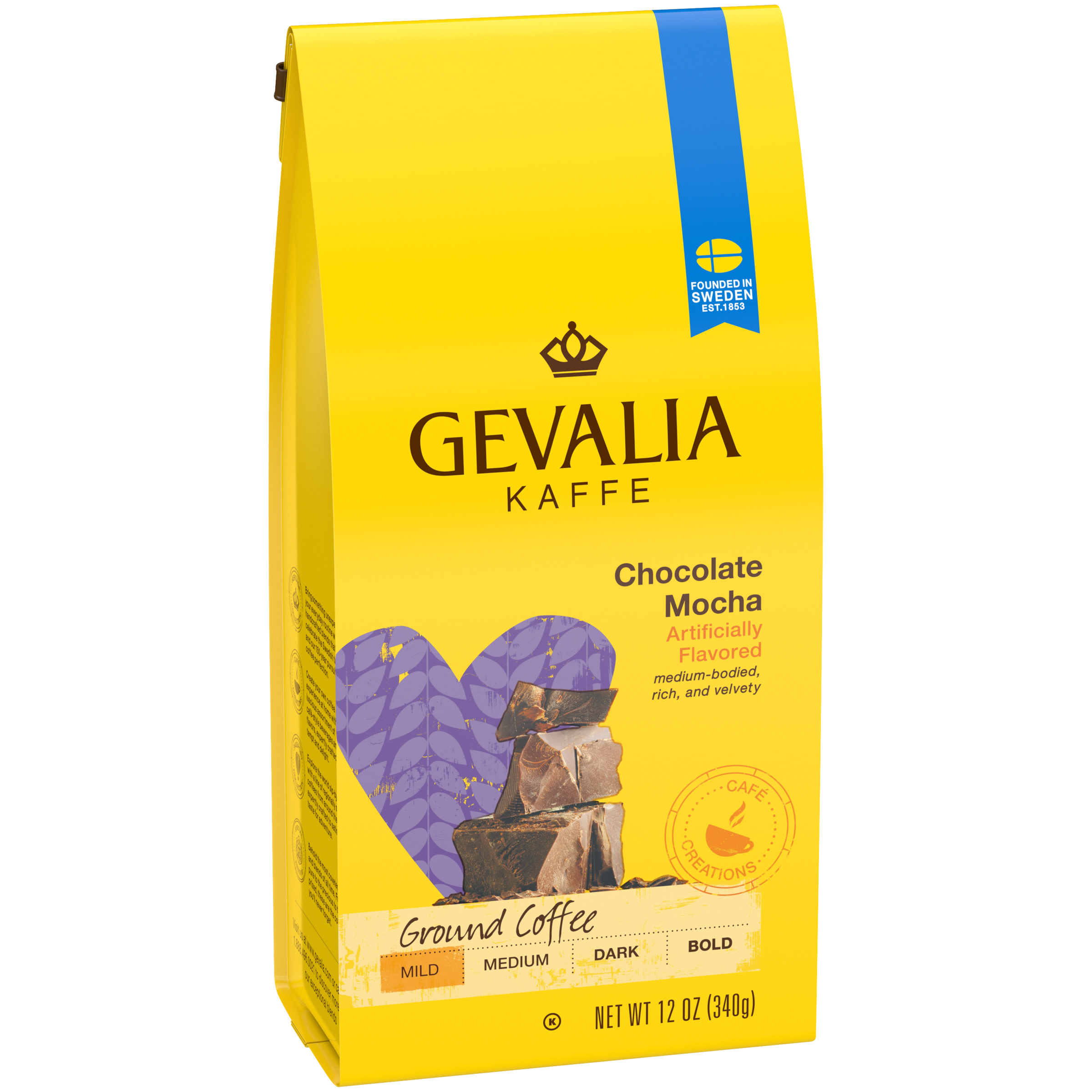 Gevalia Chocolate Mocha Flavored Ground Coffee, Caffeinated, 12 oz Bag
