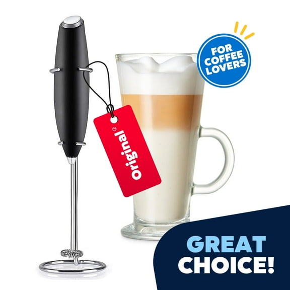 JEEXI Pro Milk Frother Handheld With Stand - Powerful Coffee Frother Electric Handheld Mixer & Foam Maker - Battery Operated Frother For Coffee, Lattes, Matcha & More