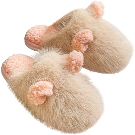 

CoCopeaunts Fuzzy Plush Warm Slippers for Women Winter Woolen Cute House Shoes Comfy Memory Foam Anti-skid Indoor Slipper for Men