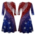 thumbnail image 6 of BOMYJESK Women's 250th Anniversary USA Flag Floral Maxi Dress American Flag Floral Independence Day Art Print Summer Dresses 4th Of July Midi Dresses Casual Evening Dress for Party Red 3XL, 6 of 7