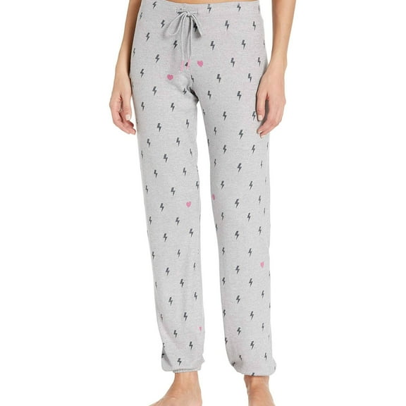 P.J. Salvage Womens Lighting Bolts & Hearts Pajama Jogger Pants, Grey, Medium
