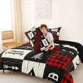 thumbnail image 4 of Catabedysis Geometric Grid Camping Full Size Comforter Sets,Happy Camping Patchwork Print Bedding Comforter Set For Boys,Multicolor,Black Reversible,3-Piece,1 Comforter and 2 Pillowcases, 4 of 7