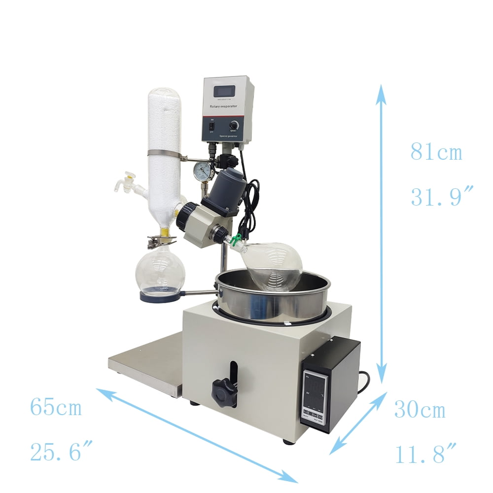 2L Lab Rotary Evaporator Manual Lifting Evaporator with 15L Water Circulating Vacuum Pump 110V