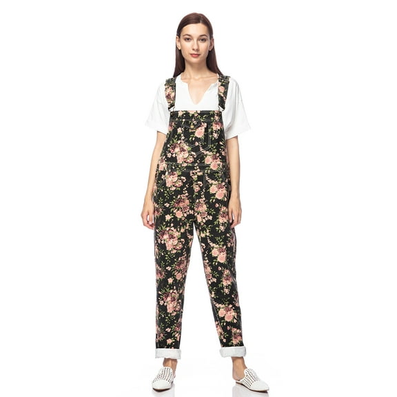 Feinuhan Fashion Womens Vintage Wash Straight Leg Denim Overalls with Pocket Bib