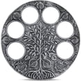 thumbnail image 2 of Zion Judaica Artistic Vintage Looking Passover Seder Plate Engraved Tree of Life Pomegranates Design Includes 6 Glass Plates for Symbolic Seder Foods - 12.5" Metal Pesach Plate Passover Decorations, 2 of 5
