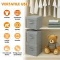 thumbnail image 3 of PinkSheep Collapsible Storage Bins with Lids, Stackable Fabric Cube Storage Organizer Basket Bin with Handles (10.5" x 10.5"), 2 Pack, Gray, 3 of 8
